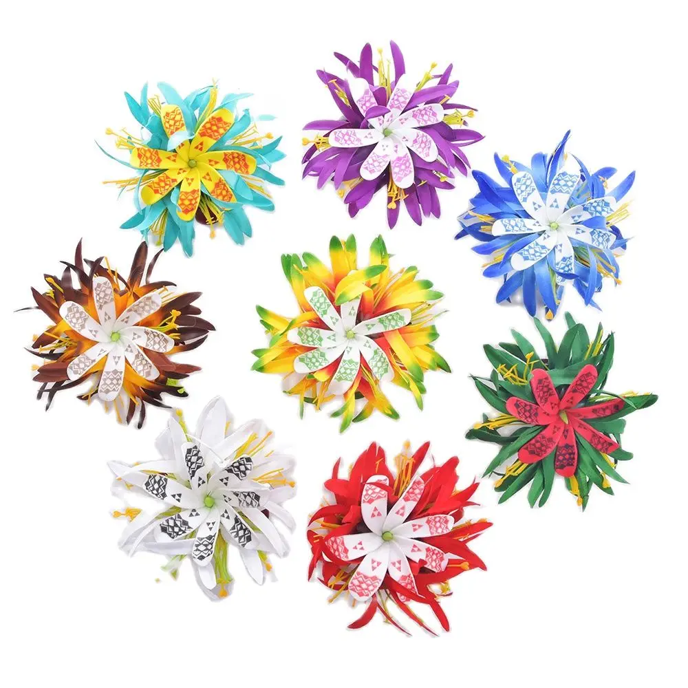 

MIXED COLOR Free Shipping 80pcs/Lot HC00073-A 8 Color 15CM Foam Tiare Hair Claw W Velvet Spide Lily Leaves Hawaii Tropical Aloha