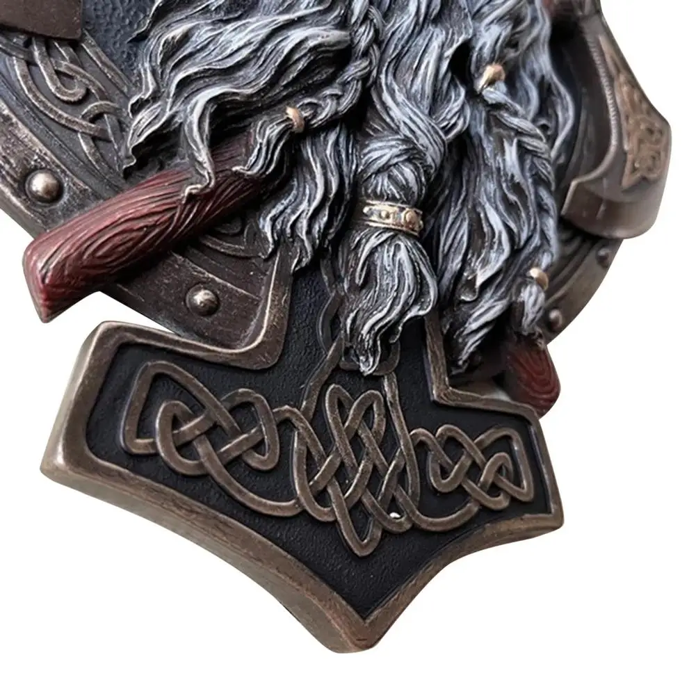الفايكنج Berserker مزدوجة الفأس فالهالا جدار النحت الراتنج الحلي حديقة تمثال لوحة جدار المنزل الديكور تمثال المحارب