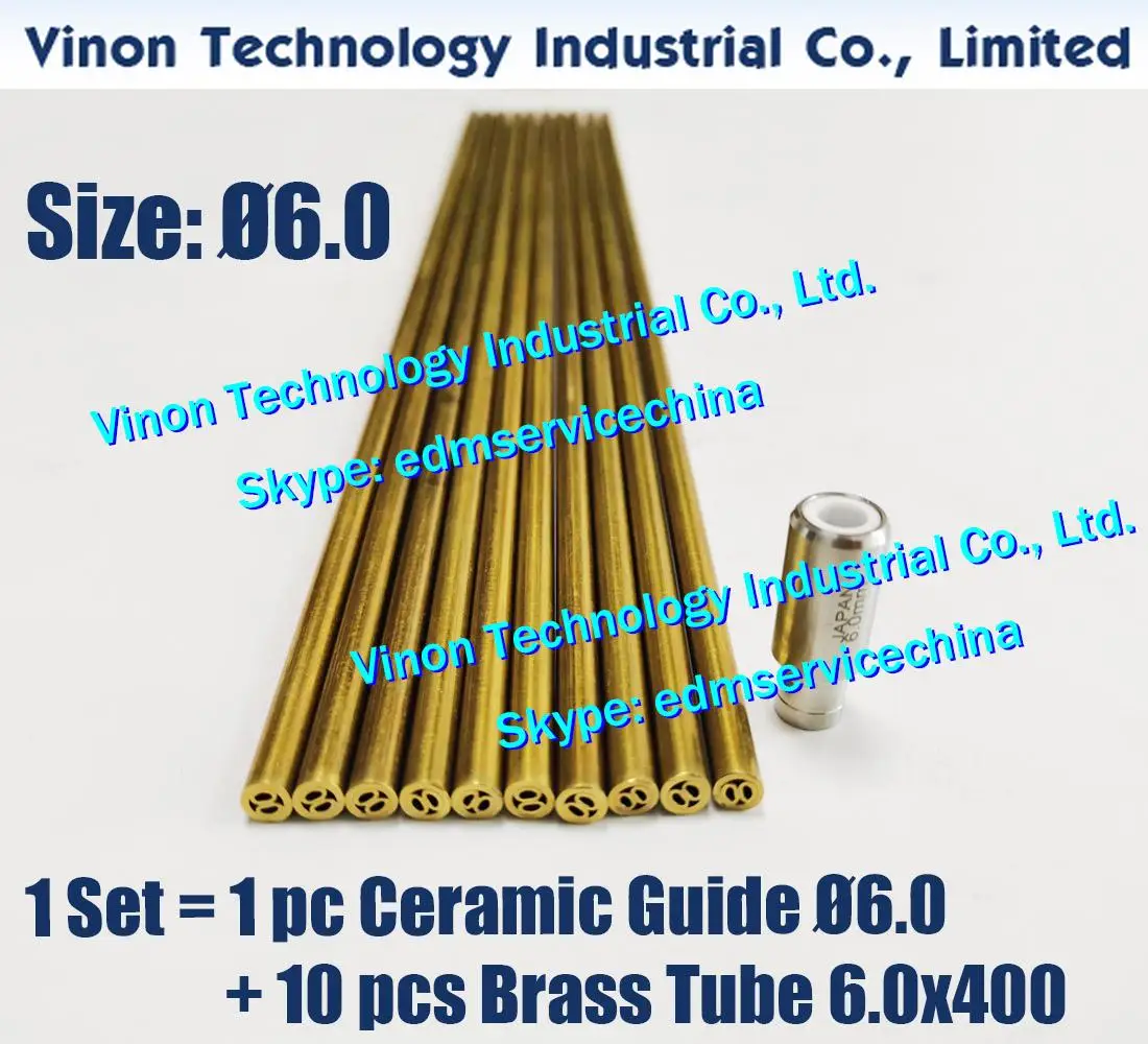 Set Ø6.0mm =1PC 6.0mm Ceramic Pipe Guide Z140D type C + 10PCS 6.0x400mm Brass Tube Multihole for Electric Discharge