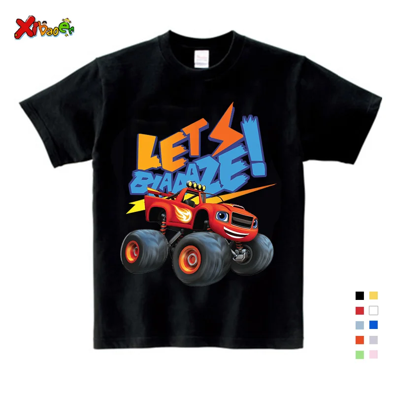 Boys T Shirt Summer Racing Car Cotton Kids Clothing Children Clothes Cartoon Let's Blaaaze T Shirts Boy Shirt  Toddler Baby Tees