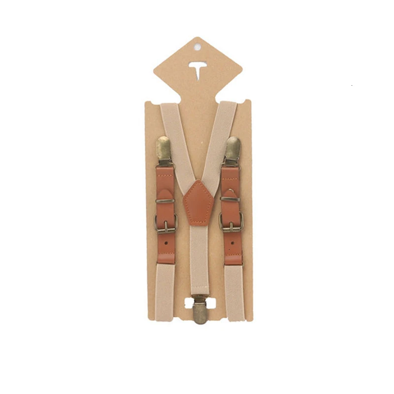 2cm Fashion Elastic Suspenders Solid Baby Boy Suspenders Children Retro Braces Adjustable Y-shape Back Kids Suspenders Ring Bear