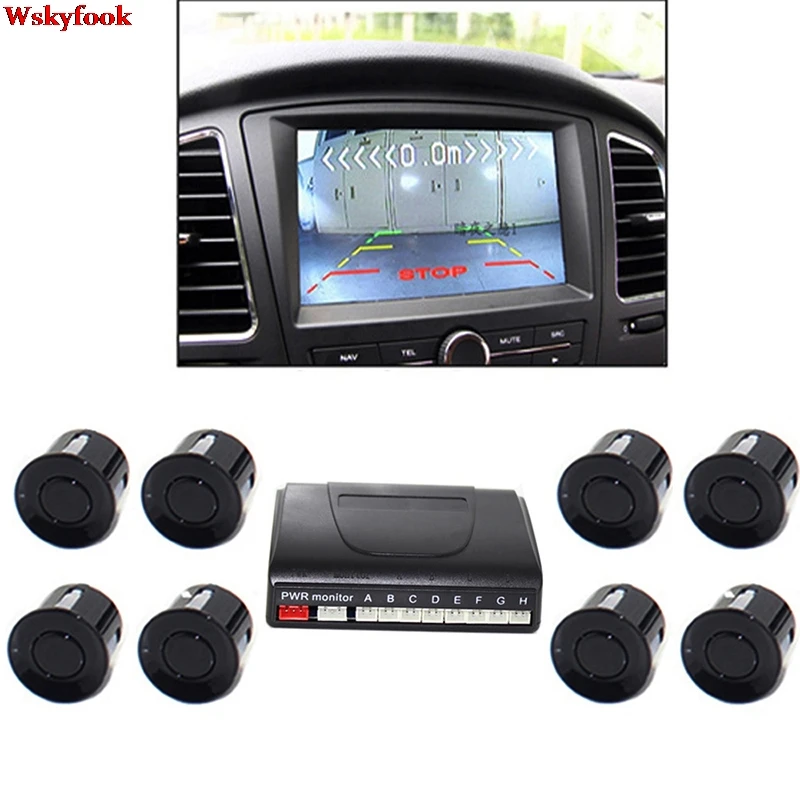 

Car Led Parking Sensor 3 Colors Parktronic Display 8 Sensors Reverse Assistance Radar Monitor Parking System