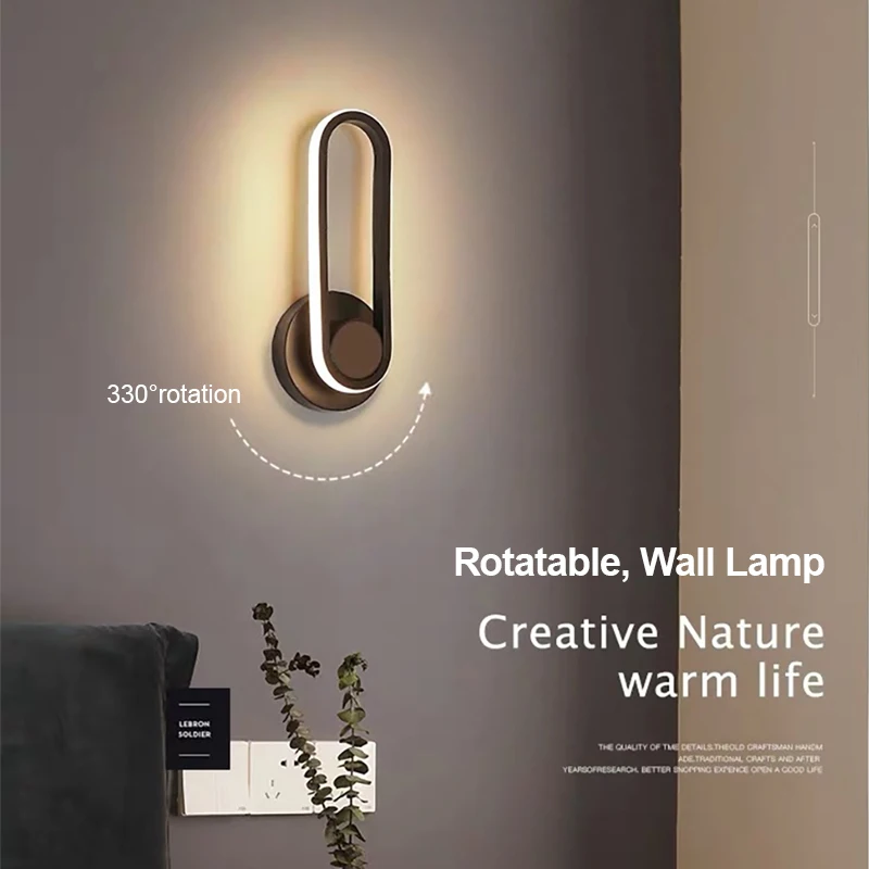 

modern wall lamp 330 Rotatable Remote control Led wall light Indoor lighting White Black Gold Stairs Bedroom Bathroom Light