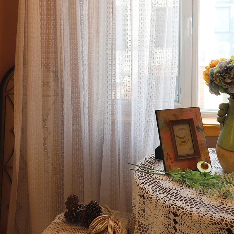 Modern European Korean Lace Tulle Sheer Curtains Custom Size Window Drapes for Living Bedroom Study Balcony Yoga Room Home Decor