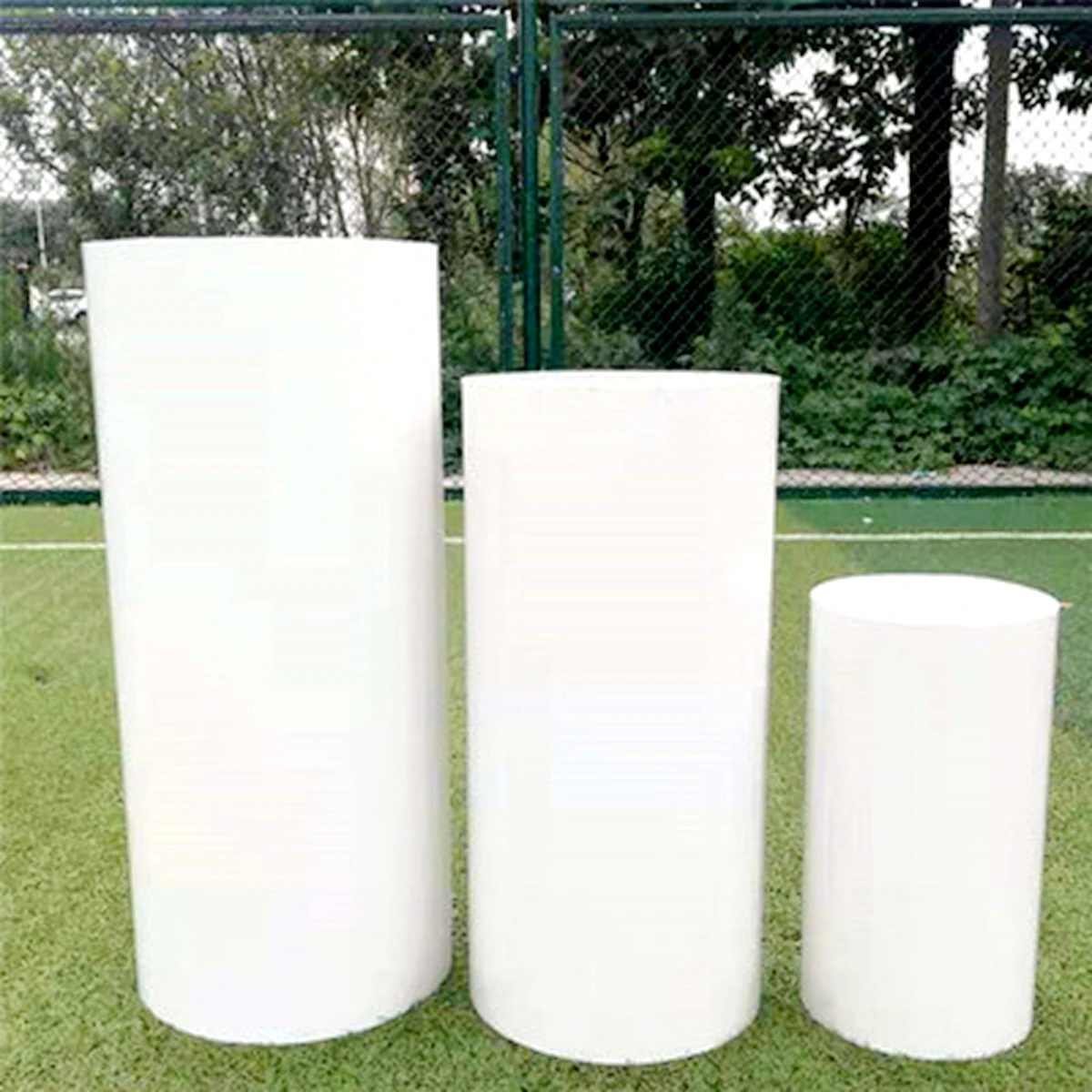 

Acrylic Plinths display stand for wedding Round Cylinder Flower Holder Cake Pedestals Stand for Parties White