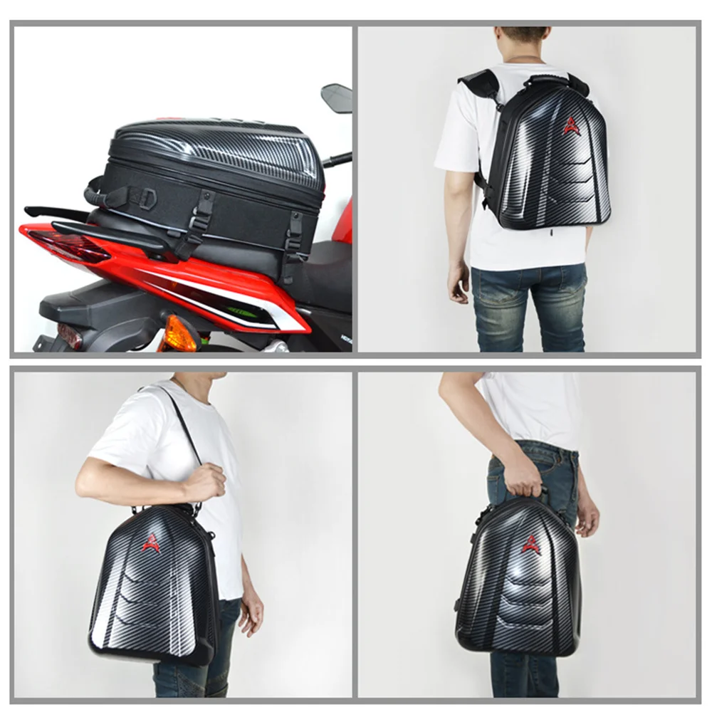 47L Large Capacity Motorcycle Bag Waterproof Reflective Rear Seat Bag Moto Equipment Rainproof Saddle Bag Backpack Carbon Fiber