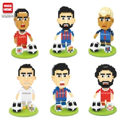 Football Player Figures Mini Blocks 3D Model Cartoon Bricks Anime DIY Micro Building Block Action Toys Kids Gifts Diamond Size