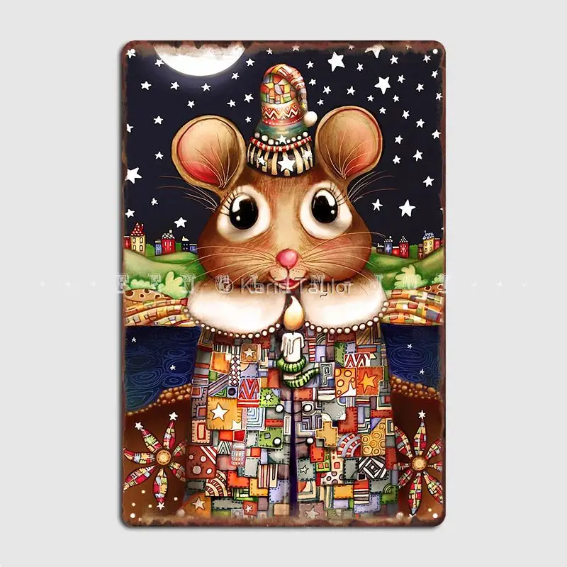 Little Bright Eyes The Radiant Christmas Mouse Metal Plaque Poster Cinema Kitchen Mural Classic Plaques Tin Sign Posters