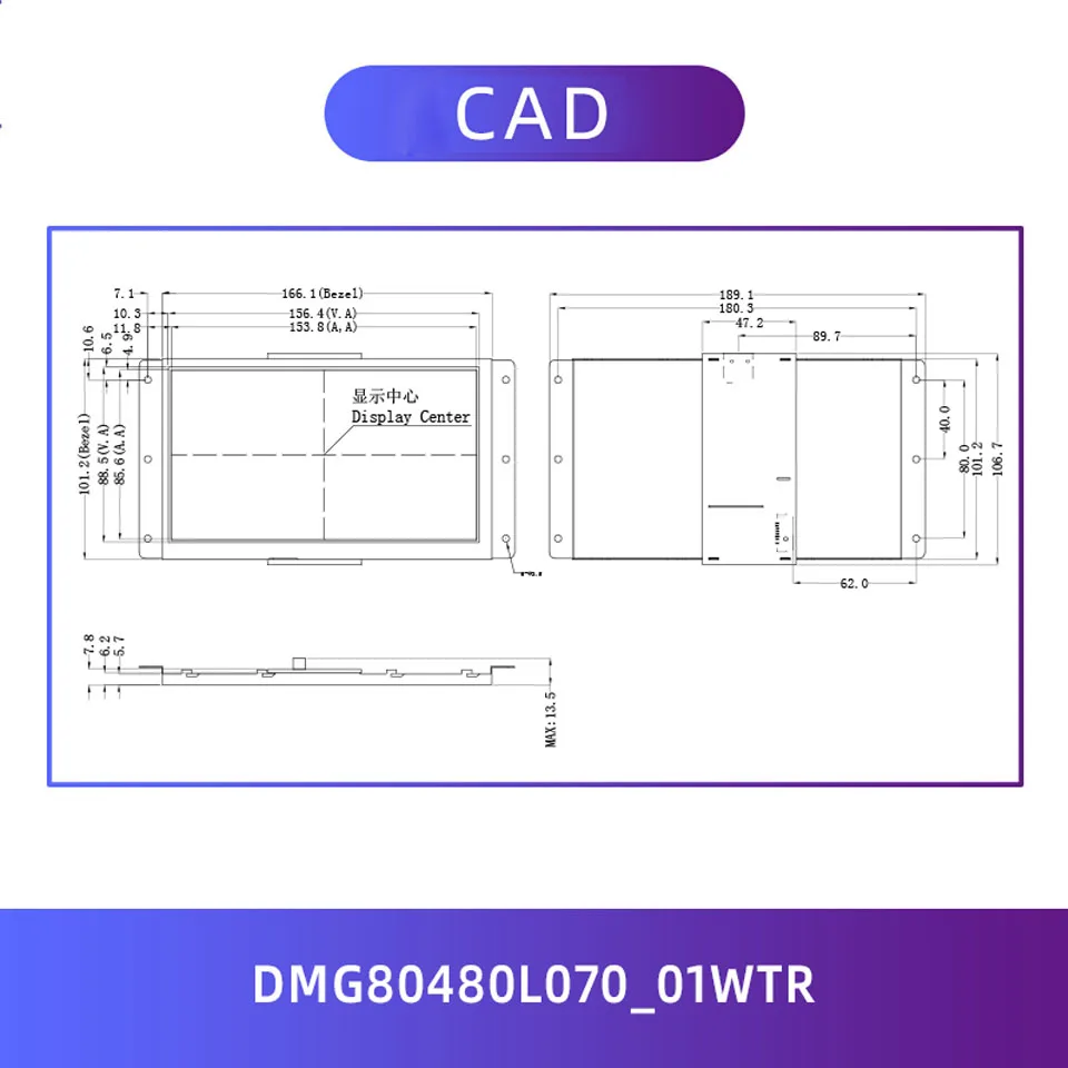 Dwin T5L HMI Intelligent Display, DMG80480L070_01WTR 7" 800X480 LCD Module Screen with Resistive Touch Panel