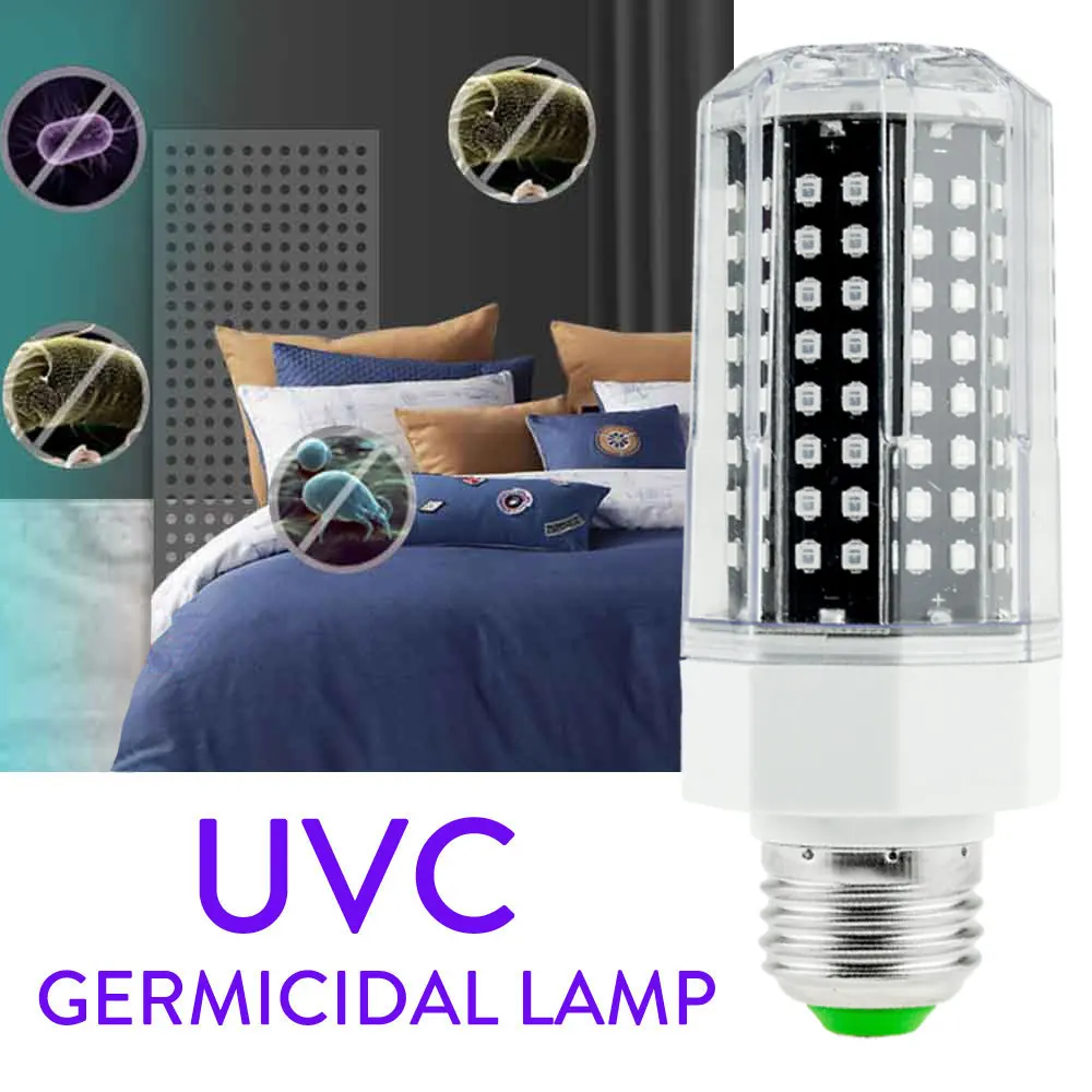 60W ​LED UV Germicidal Lamp 140LEDs E26 E27 E12 E14 B22 UV Sterilizer Light UVC Bulb Disinfectant LED UVC Lamp Sterilizer