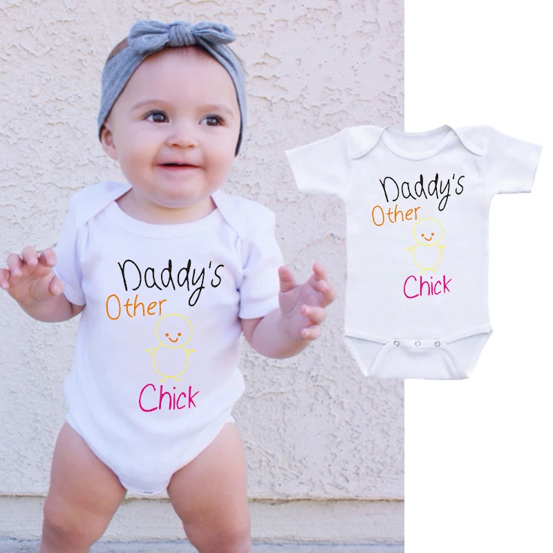 

Funny Letter Print Daddy's other chick Infant Short Sleeve Clothing Jumpsuit Summer Cotton Short Sleeve Baby Boy Girl Bodysuit