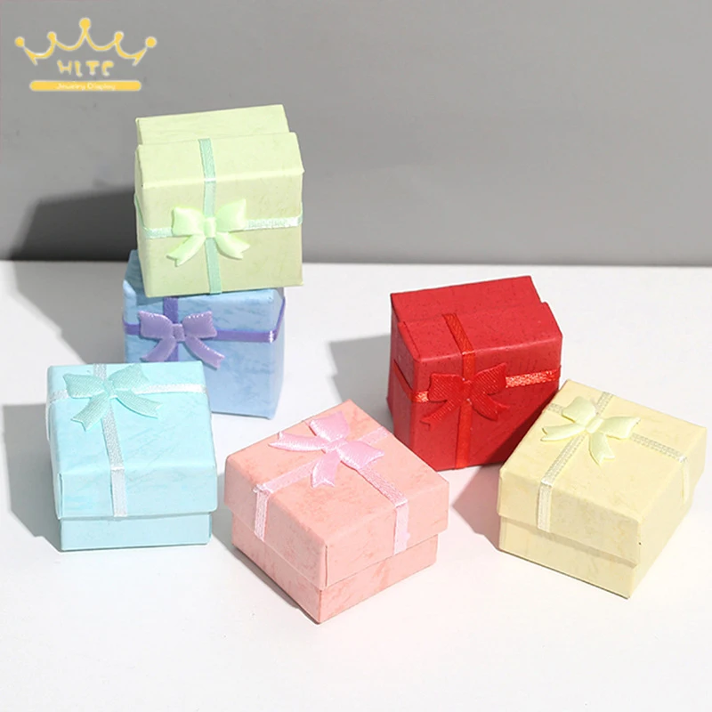 Wholesale Jewelry Boxes 4*4*3Cm Multi Colors Rings Boxes Earrings/pendant Box Packaging Gift Box 48Pcs/lot