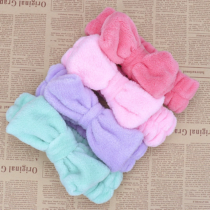 Big Rabbit Ears Coral Fleece Soft Elastic Hairbands SPA Bath Shower Make Up Wash Face headband Hair Band Girls Hair Accessories