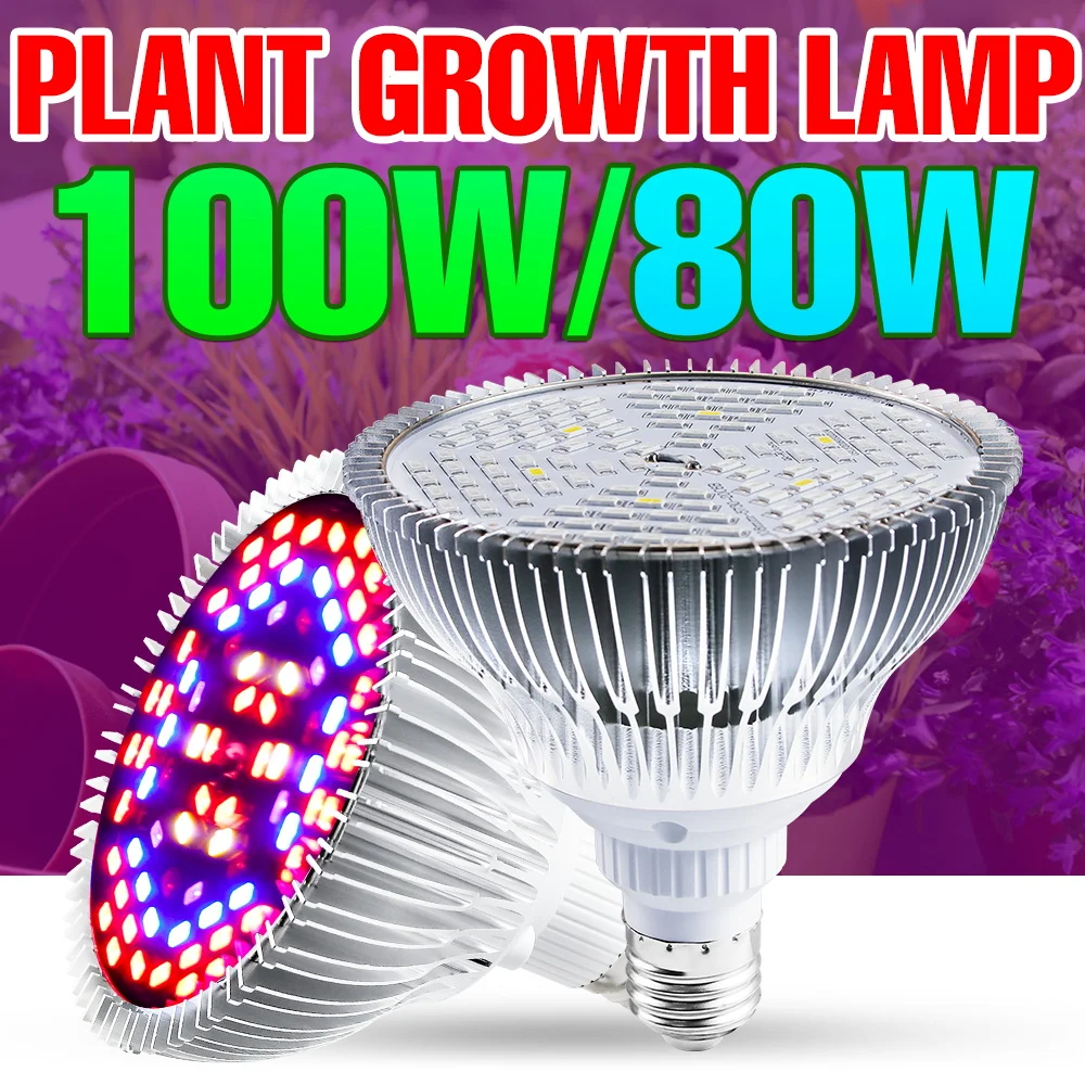 LED Grow Bulb E27 Plant Light Full Spectrum Phyto Lamp E14 LED Hydroponic Bulb 18W 28W 30W 50W 80W 100W For Phytolamp Grow Tent