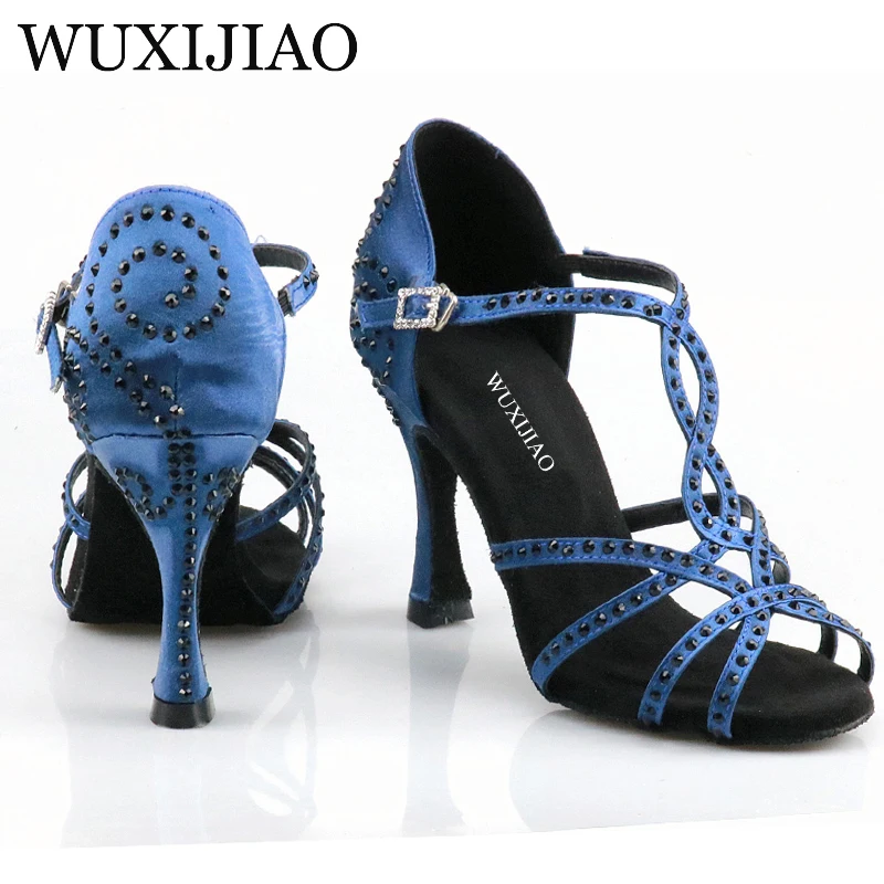 WUXIJIAO Women\'s Latin Dance Shoes New Dance Shoes Unique Design Salsa Shoes Diamond Sandals