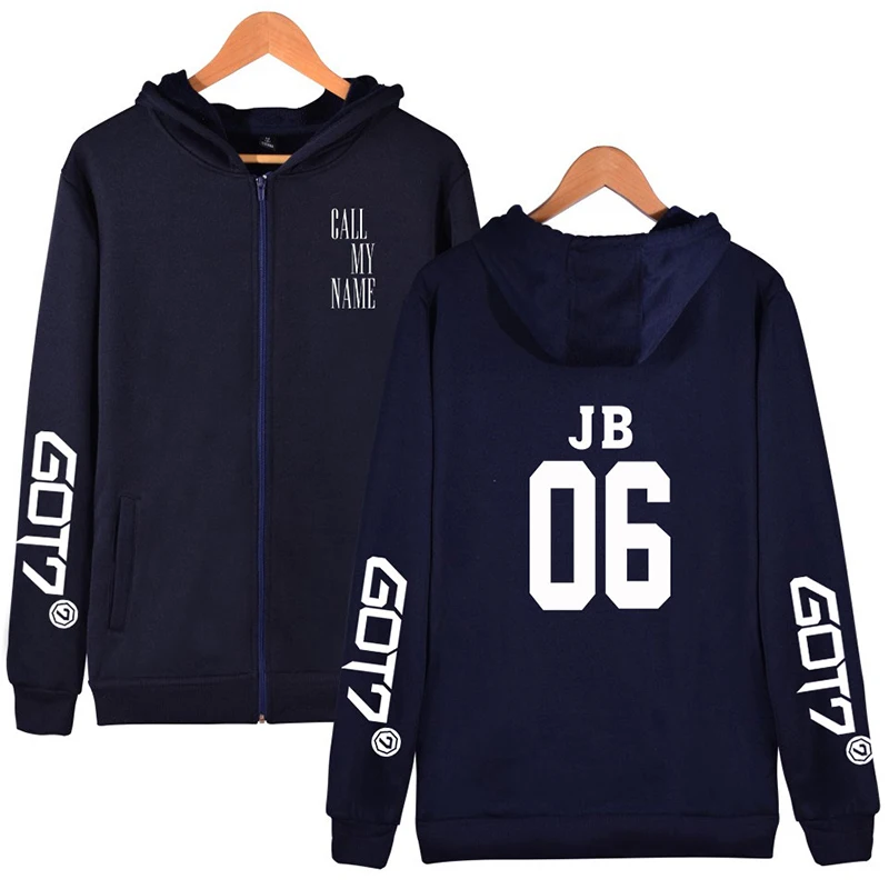 

Got7 JB 06 Kpop Hoodie Hoody Print Hip Hop Men Women Zipper Hoodies Jackets Long Sleeve Unisex Hooded Sweatshirts Tracksuit Tops