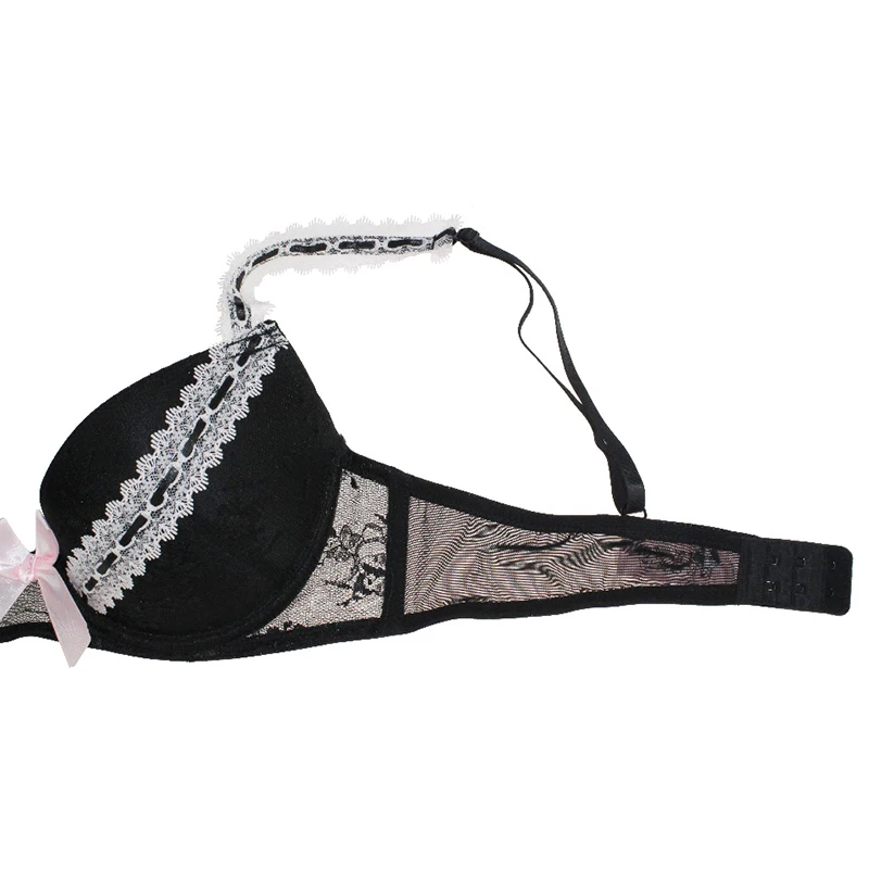 Mierside-sutiã push up acolchoado de algodão para mulheres, roupas íntimas sexy, bralette cotidiano, azul e preto, 2 cores, ZBW028, 32-38A, B, C, D