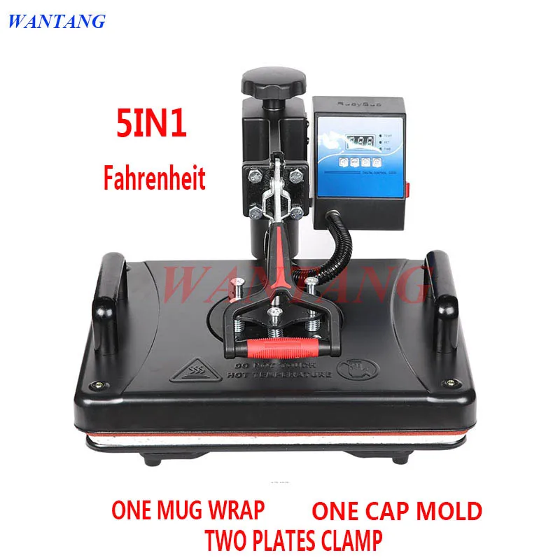 Fastshipping 5 in1 12*15 inch 30*38CM Heat Press Machine Thermal Transfer Machine for tshirts plates mugs cases bags pads