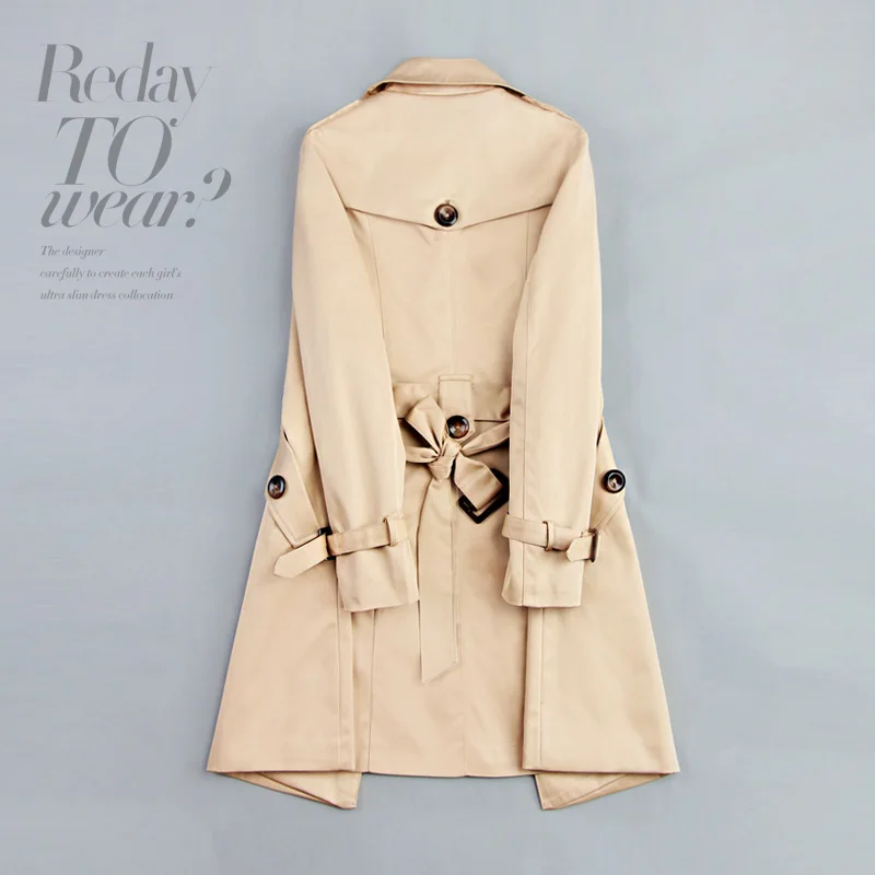 Imagem -02 - Trench Coat Meio Longo e Trespassado Feminino Capa de Cinto Fino Cáqui Blusão Feminino Fashion Abrigos Brasil Lh810 Novo 2023