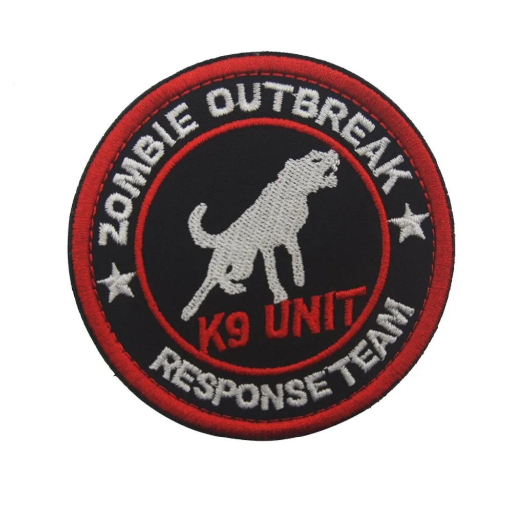 Embroidered Zombie Outbreak Response Team Patch K9 Unit Applique Backed Badge Patch for Tactical Dog Harness Vest