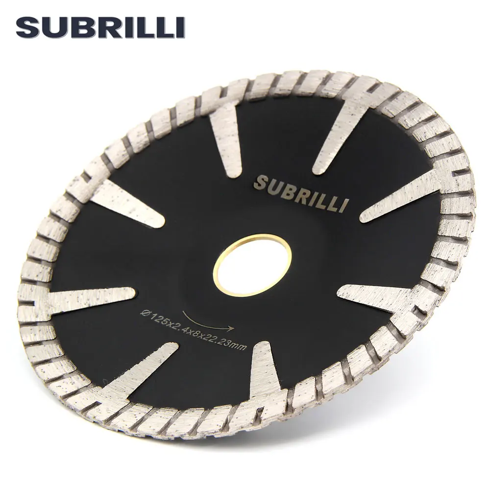 SUBRILLI 5 Inch 125MM  Diamond Protection Teeth Turbo Blade Premium Diamond Concave Cutting Blade For Granite and Marble