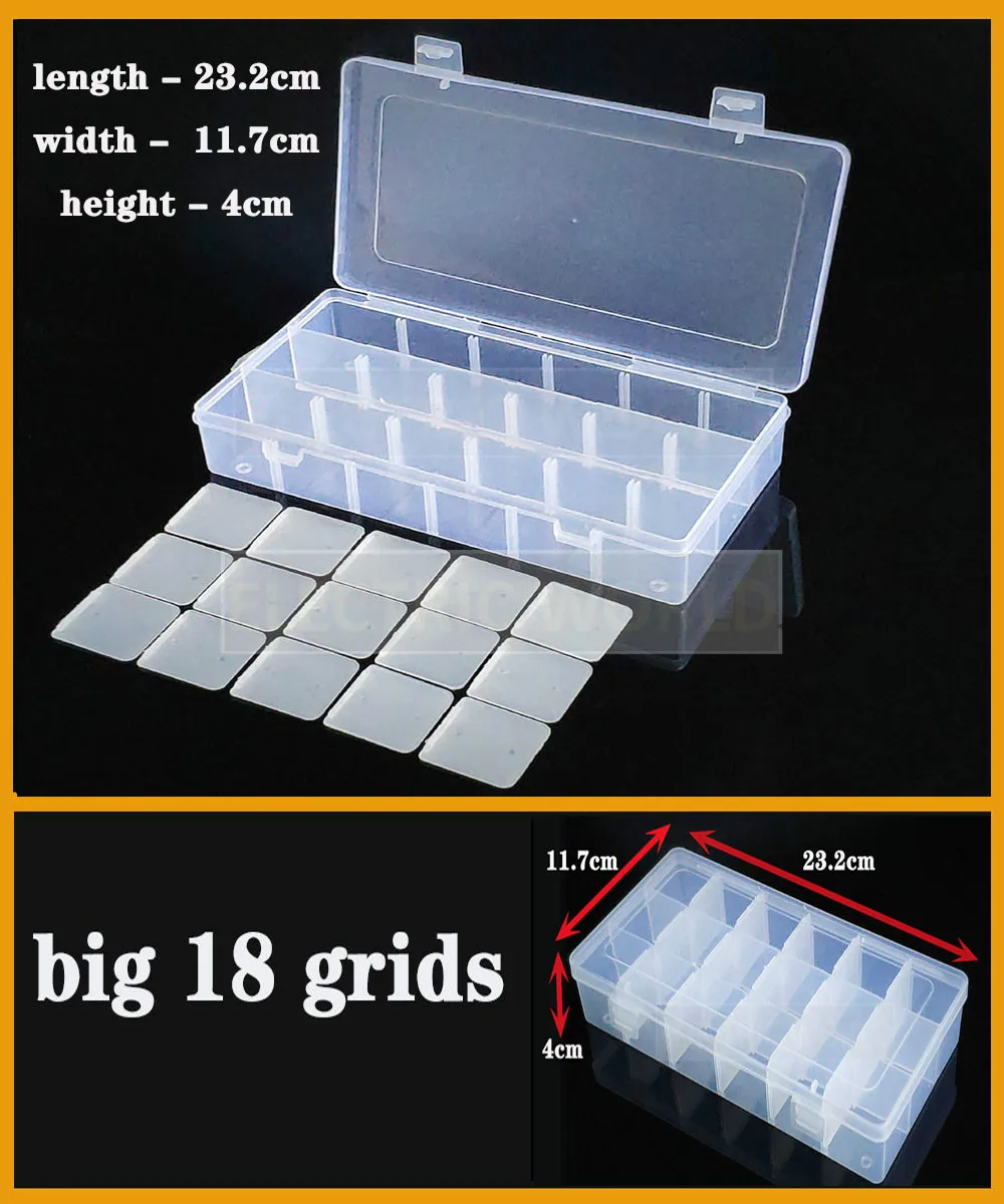 

Big18 grids Container Plastic Box Practical Compartment Jewelry Earring Screw Holder case storage box Organizer beads