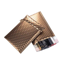 50Pcs Wholesale Bubble Mailers Matte Gold Aluminum Film Bubble Envelope Shockproof Padded Envelopes Shipping Packaging Bags