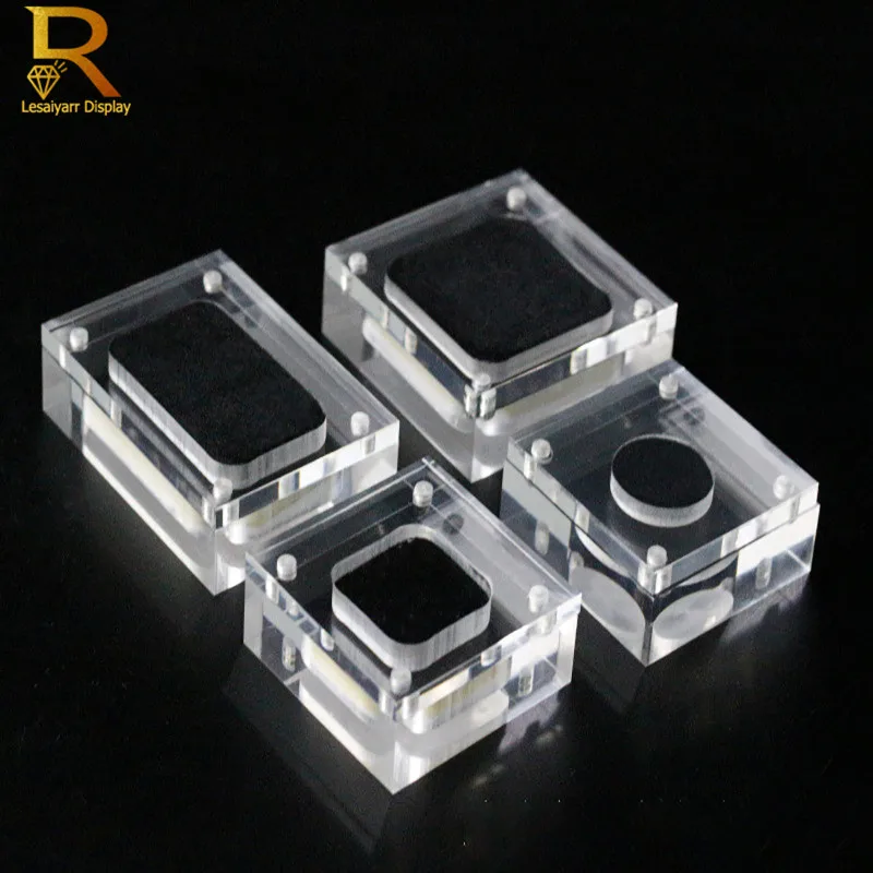 Clear Acrylic Wedding Jewelry Loose Diamond Display Case Tray Gem Rhinestone Gemstone Holder Show Contanier Square Box 5*5*2cm