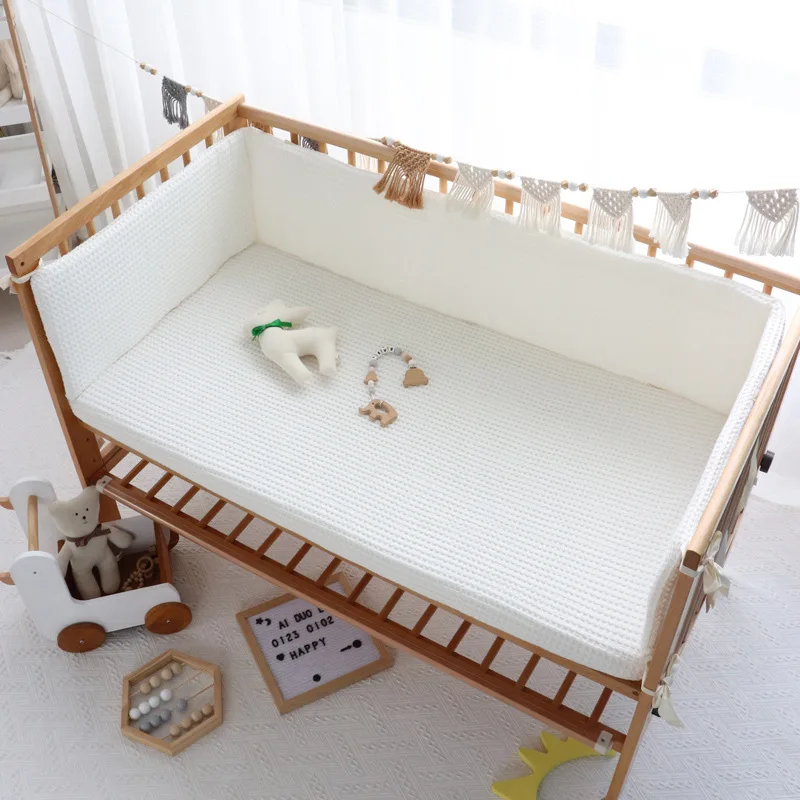 Cotton Big Waffle Bumper Crib Surrounding Baby Bed Semi-Enclosure Block Bumper Anti-Collision Wall Block Side Soft Protect