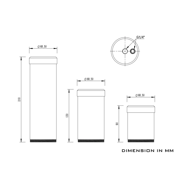 Barrow Integrated Cylinder 65MM Diameter Water Tank Split Water Cooling Combo Reservoir For D5 Pump,PMMA/POM G1/4 ,YKD5G65