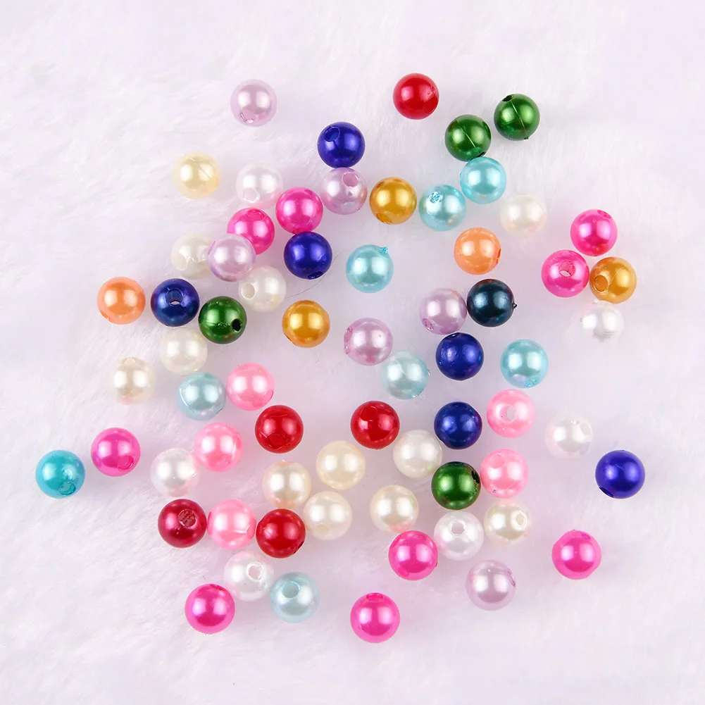 BOLIAO DIY 80Pcs 8*8mm Round Beeds Acryl Flat Back Appliques Sew on Bags/Clothes Decoration Bracelet  Making R337