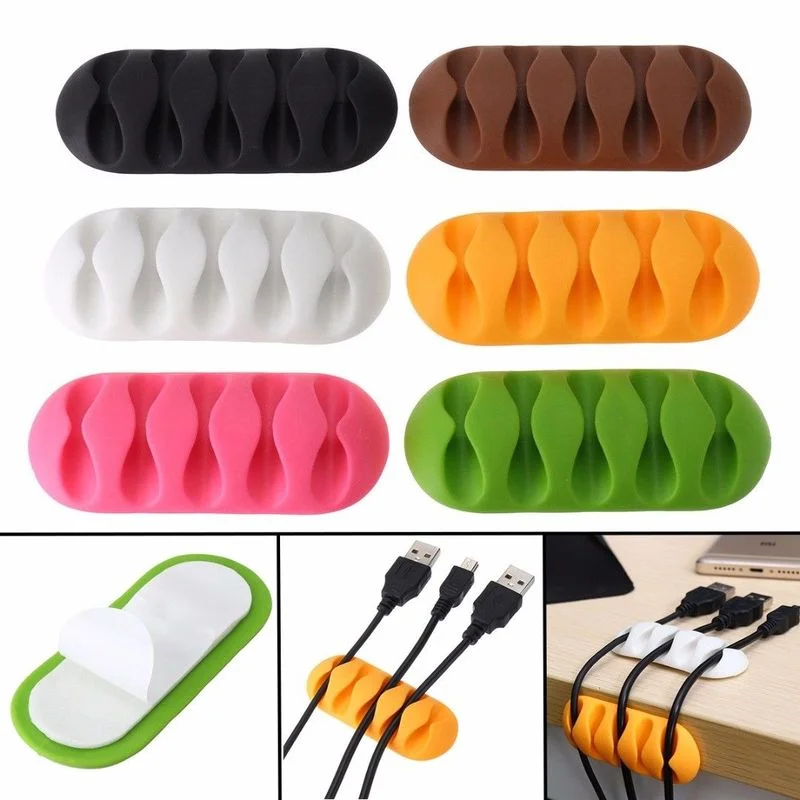 Organizzatore di cavi USB a 5 fori morsetto per cavi avvolgicavo cuffia supporto per auricolari cavo Clip in Silicone linea telefonica gestione Desktop