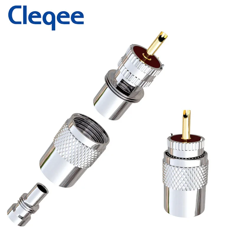 Cleqee-Adaptador de soldadura con reductor para Cable Coaxial, 10 Uds., UHF macho, PL259, RG8, RG213, LMR400, Conector de antena de Radio Ham