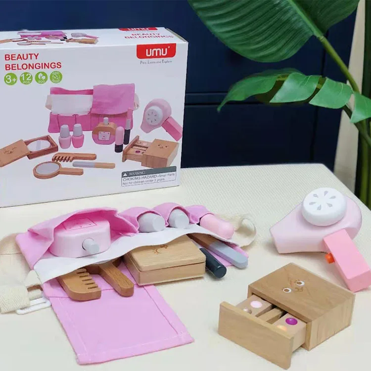 1 Set simulazione Make Up Toys For Girls Play Set gioco di ruolo in legno finta Make Up Set cosmetici giocattolo accessori di bellezza per bambini