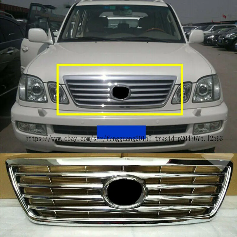 For Lexus LX470 2003-2007 ABS Chrome Car Grille Cover Front Bumper Centre Fitting