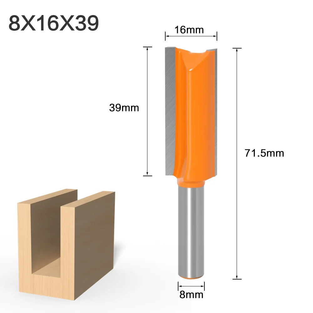 Imagem -03 - Dupla Flauta Straight Bit Fresadora Cortadores de Madeira Carboneto de Tungstênio Router Bit Ferramentas de Carpintaria mm Shank