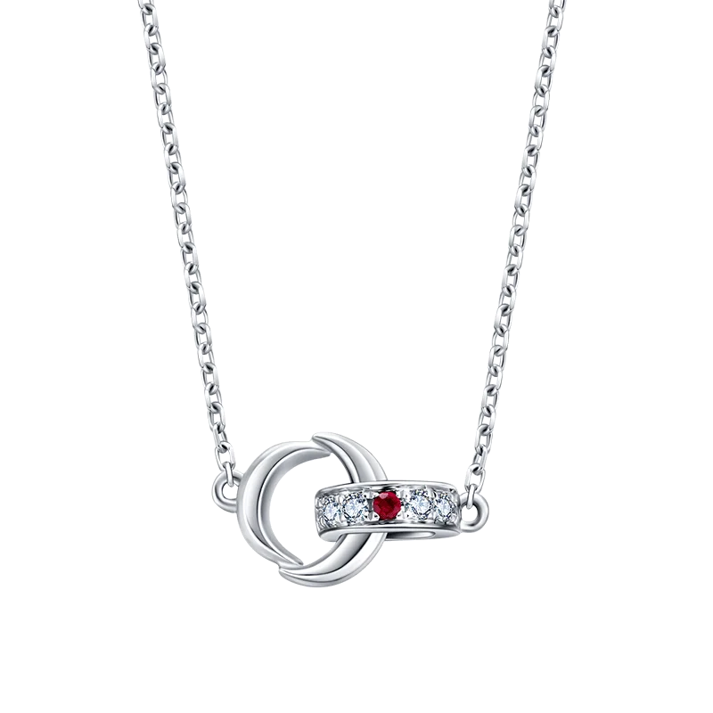 

I Do ICON Series 18K White Gold Necklace Genuine Diamond Ruby Gems Pendant Fine Jewelry for Women Ring Style Unique Design Love