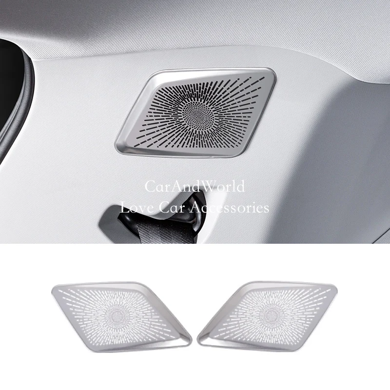 For Volkswagen VW Teramont Atlas 2021-2022 Stainless Rear Trunk Upper Roof Speaker Audio Cover Stereo Trumpet Trim Car Accessory