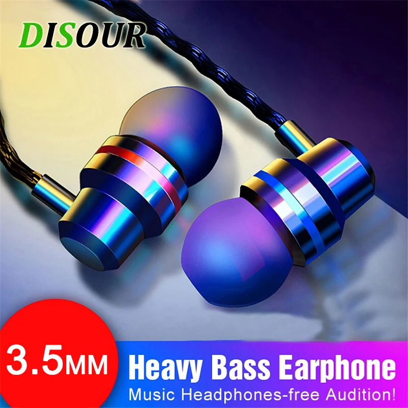 DISOUR In-Ear Wired Earphone 3.5mm Earbuds Earphones Stereo Music Sport Gaming Headset With mic For IPhone Xiaomi Samsung Huawei