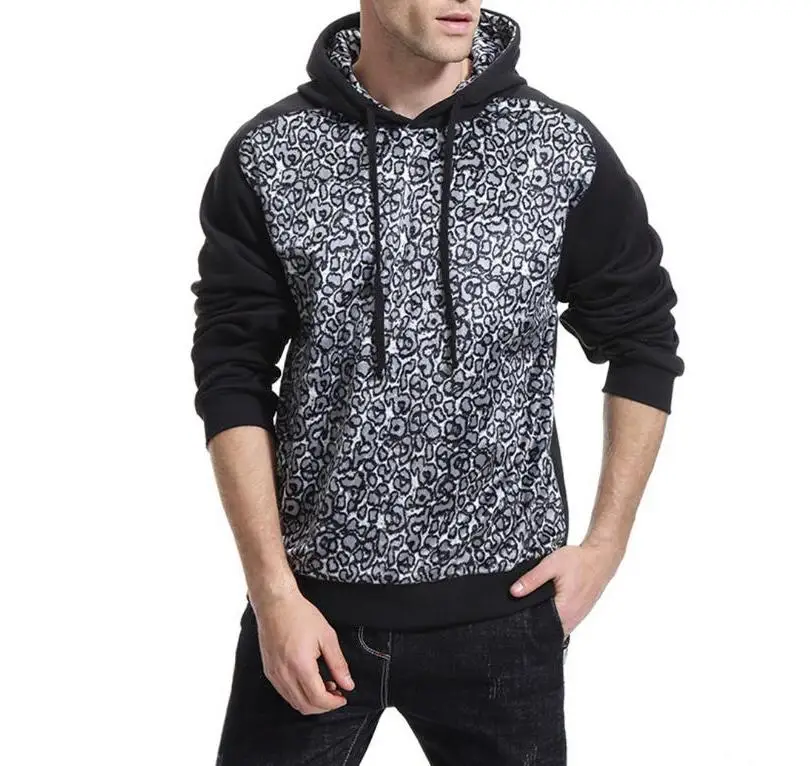 

Hot New Brand Turtleneck Hoodies Men Hooded Sweatshirts Winter Fashion Leopard Sportswear jacket Men's Pullover Slim Tracksuits