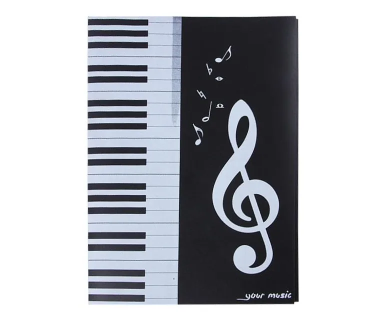 Carpeta archivadora A4 de partituras de Piano y música, 6 páginas abiertas para revisar el personal de la música del estudiante, músico, escritor de canciones, artista