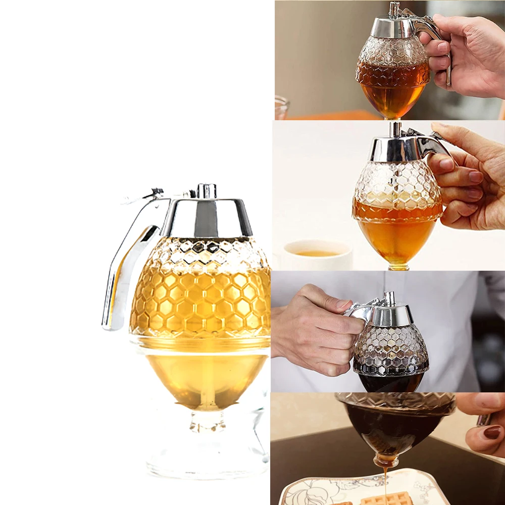 

1PCS Honey Jar Juice Pot Dispenser 200Ml Drip Kettle Container Transparent Syrup Storage Holder Squeeze Bottle Kitchen Supplies