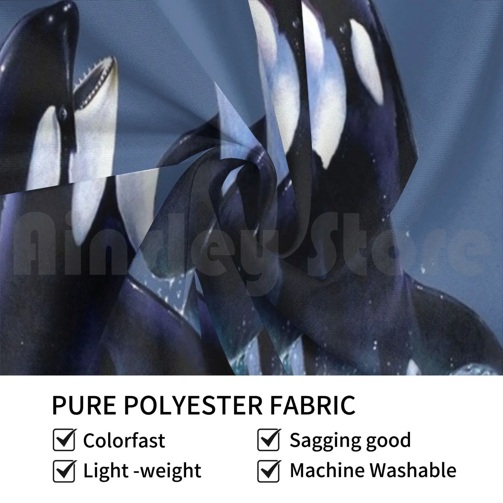 Orca Duo Customized Tapestry Orca Orca Whale Killer Whale Whale Laughing Realistic Colored Pencil