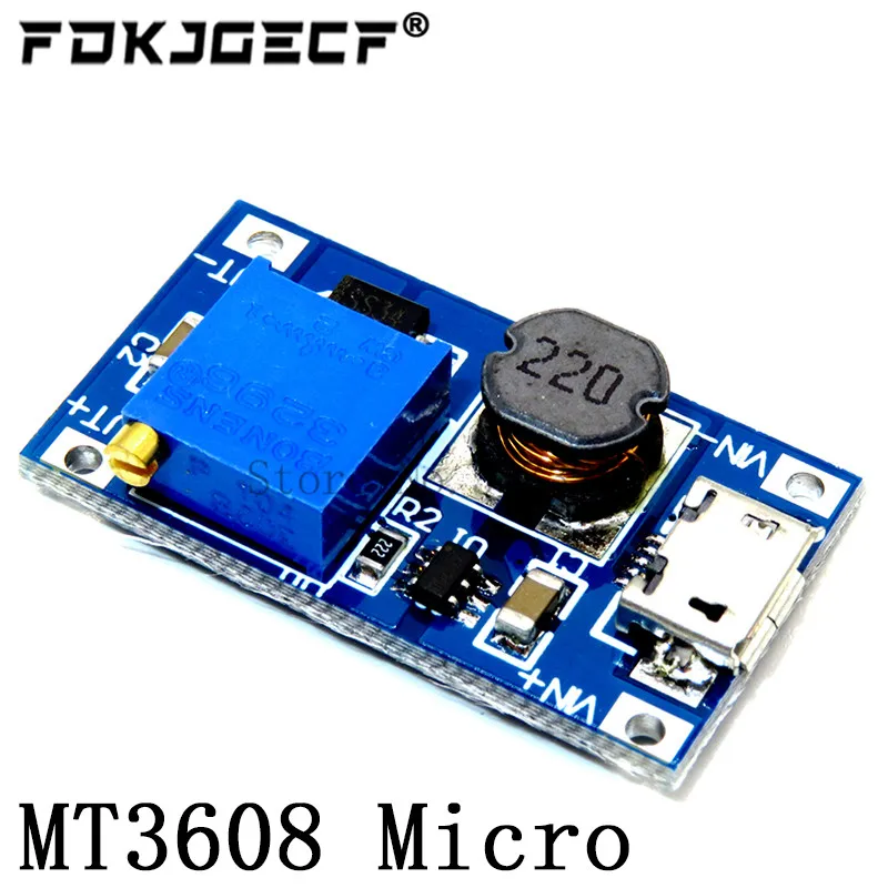 Micro USB 5V 1A 18650 TP4056 Lithium Battery Charger Module Charging Board With Protection + MT3608 2A DC-DC Step Up Converter