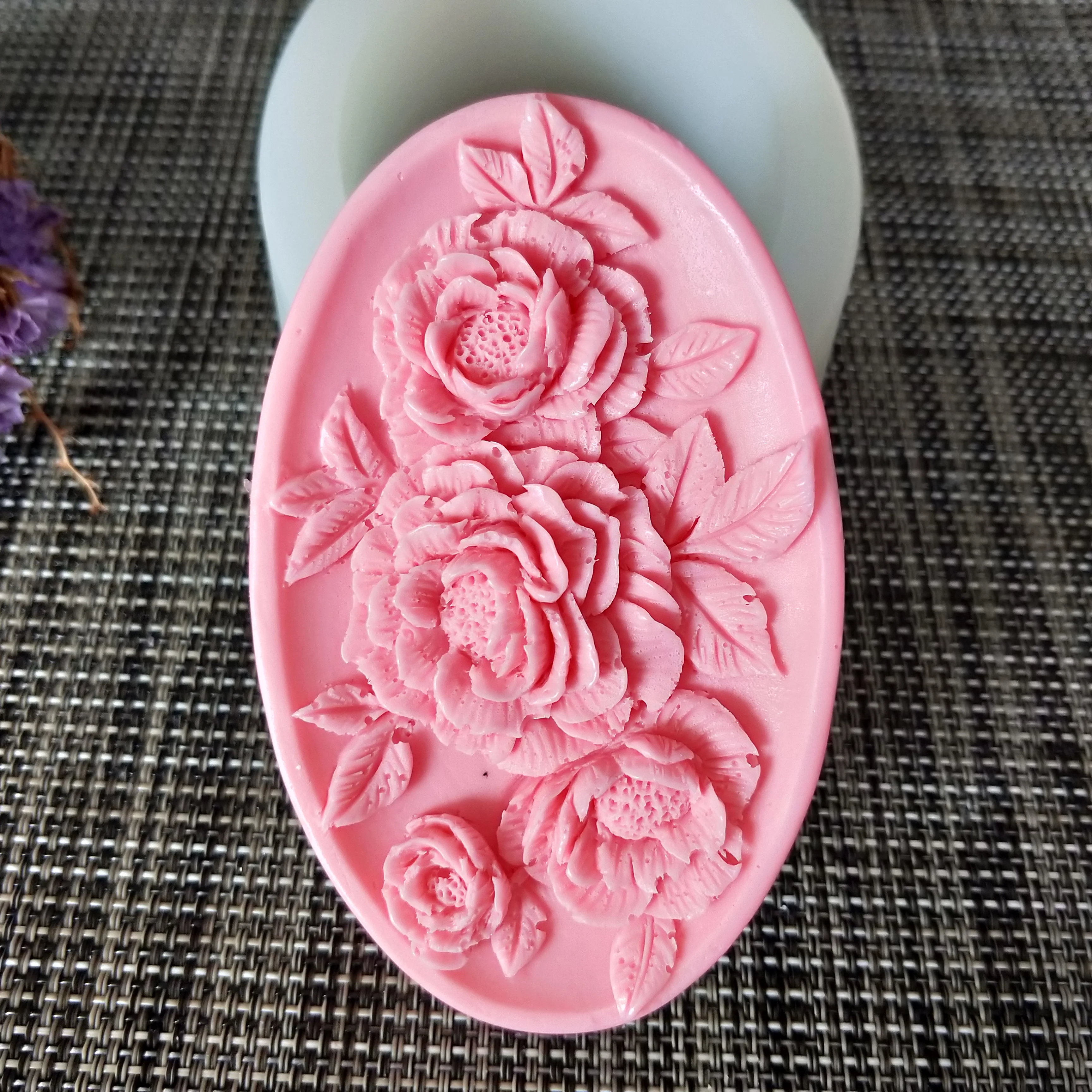 

Mold Silicone Flower Soap Molds Gypsum Chocolate Candle Candy Mold HC0141 PRZY Oval Soap Rose Moulds Clay Resin Rubber