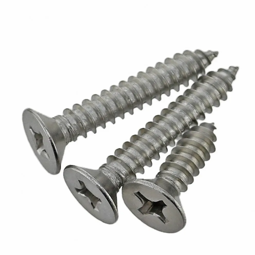 Tornillos autorroscantes avellanados M3 M4 M5 Phillips, tornillos de cabeza plana de acero inoxidable 201, tornillos empotrados en cruz para madera