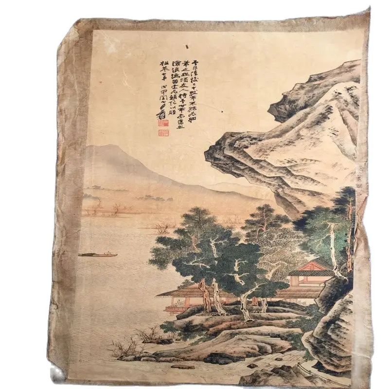 Chinese Old Scroll Zhang Daqian- Landscape Painting Rice Paper Painting Slice