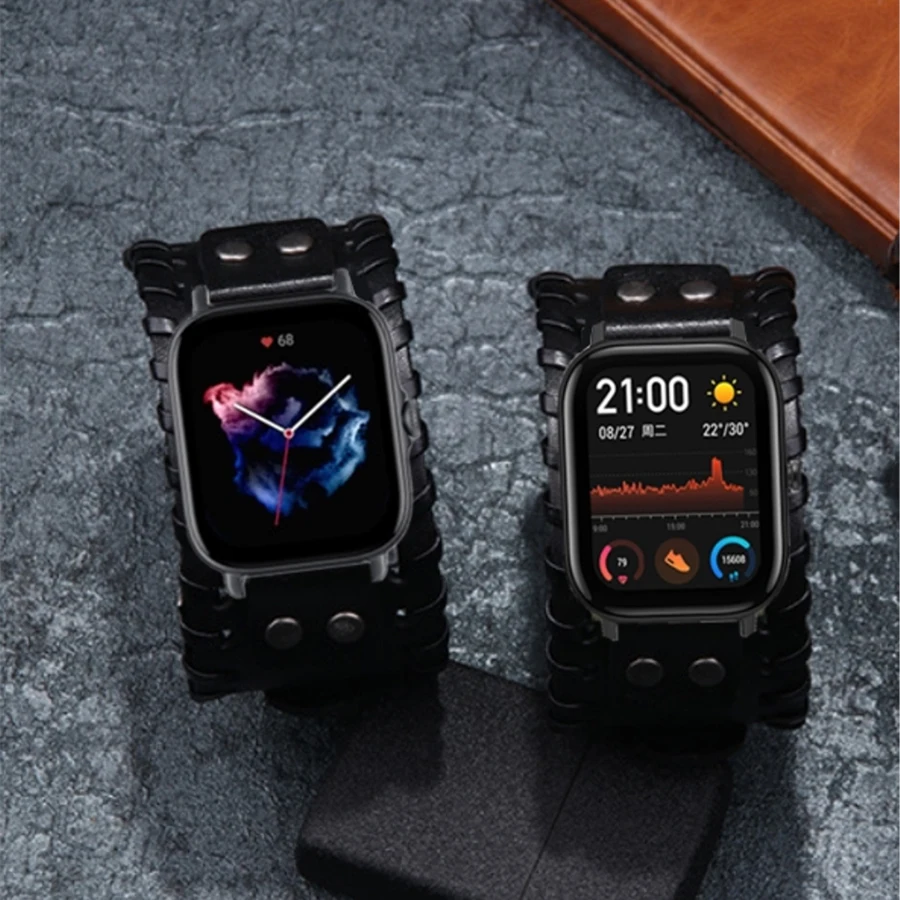 20mm 22mm Watch Band Watchband Leather Strap for For Amazfit GTS 3/2/2e/GTS2 Mini/GTR 42mm/47mm/GTR 3/3 Pro/2/2e