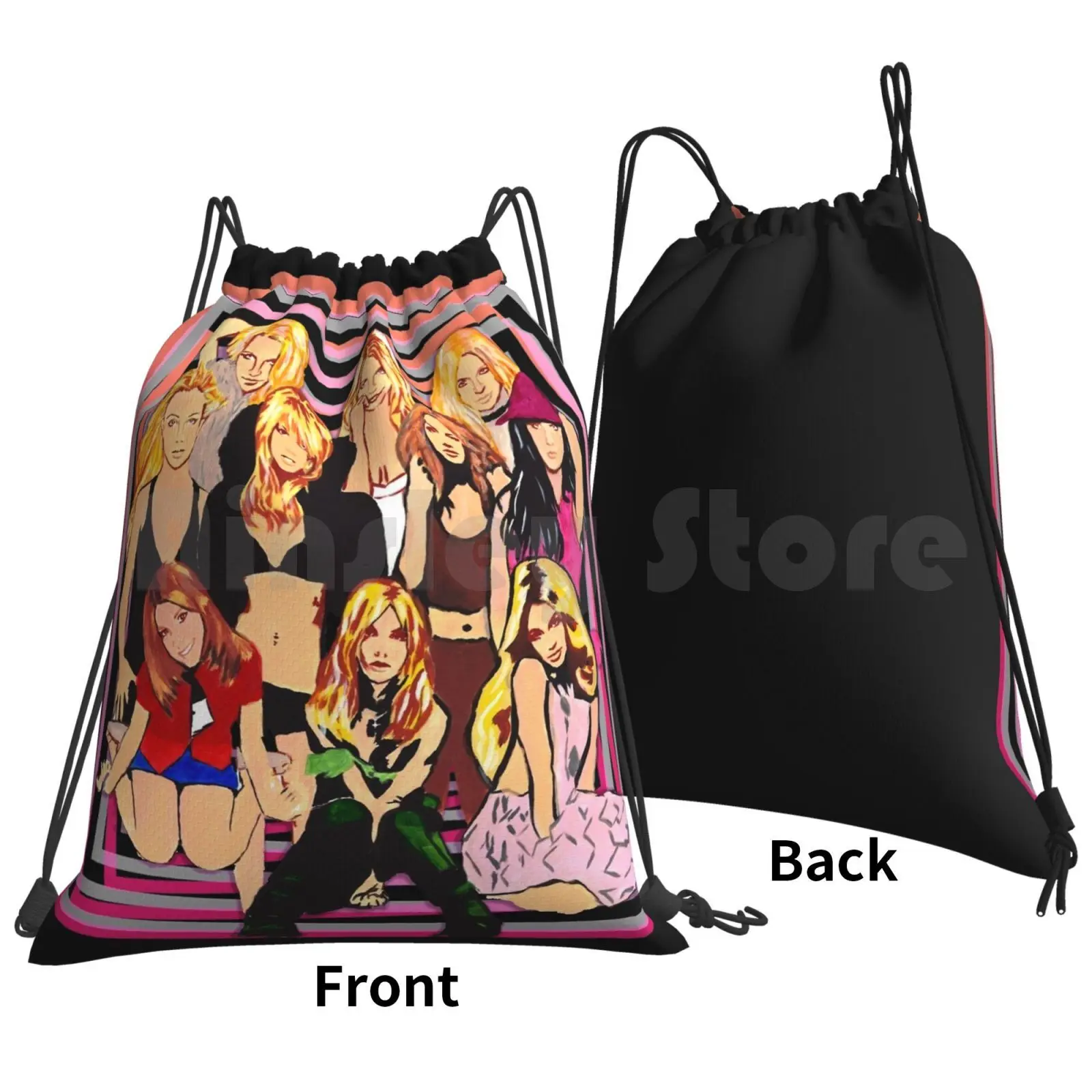 Album Covers Backpack Drawstring Bag Riding Climbing Gym Bag Pop Pop Music Pop Art 90s 90s Pop Pop Star Pop Stars Blackout