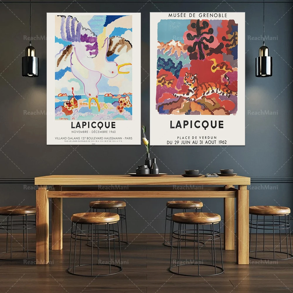 Абстрактный Тигр Charles Lapicque, художественные принты в виде чайки, принты в виде джунглей, настенное искусство в виде земли, настенное искусство в виде пейзажа, ar в виде джунглей